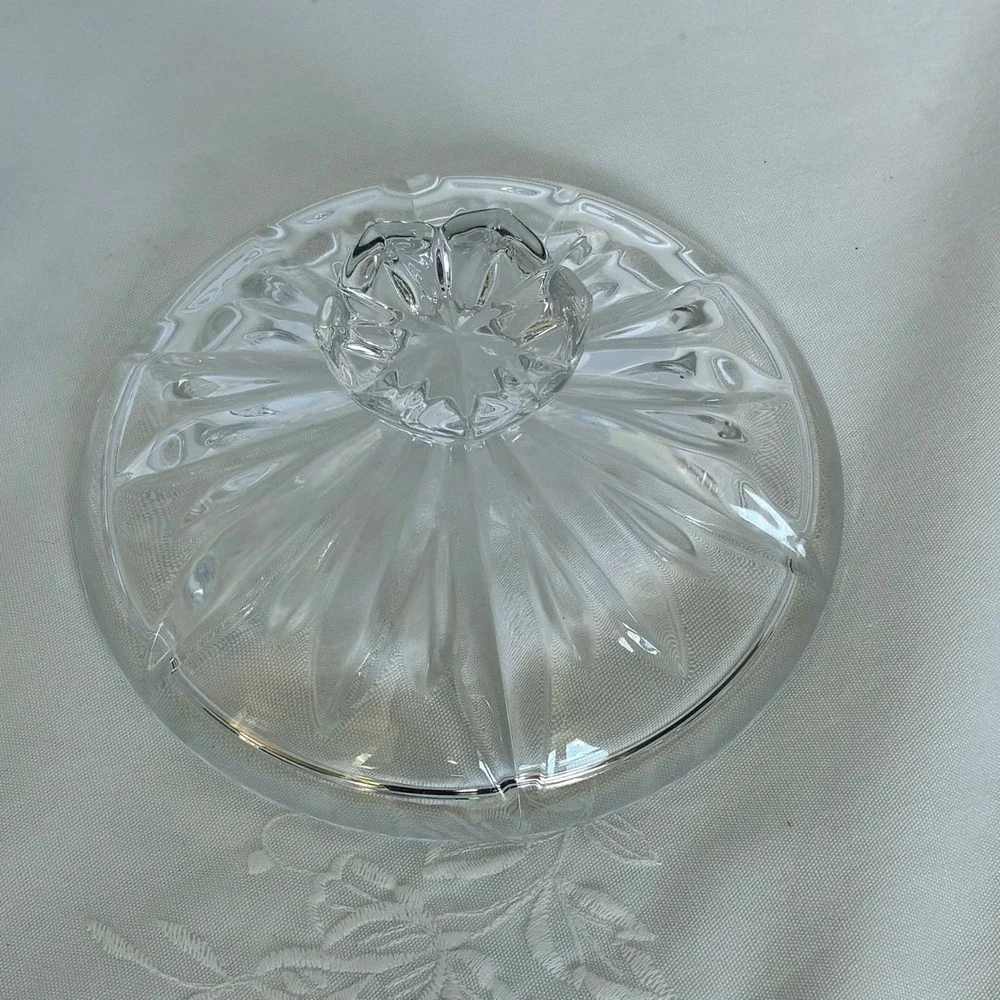 Vtg Lotus Gorham Crystal Candy Dish Cottage Victorian Elegant Grandmother Core